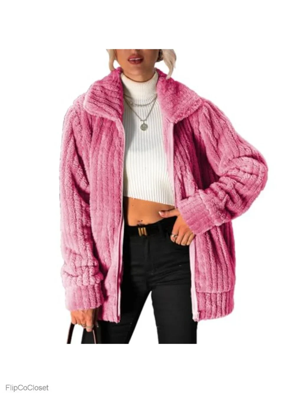 Women's Full Zip Fleece Jacket with Sherpa Lining and Pockets